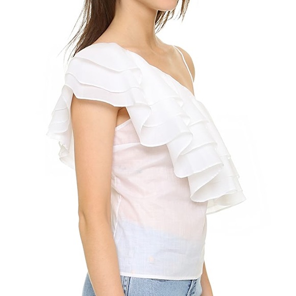 Designers Remix White Ruffled One Shoulder Top - Picture 7 of 16